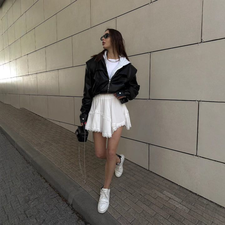 Amarae cropped leather jacket for women