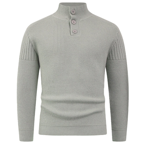 Men's knitted sweater with high collar and button details Amarae