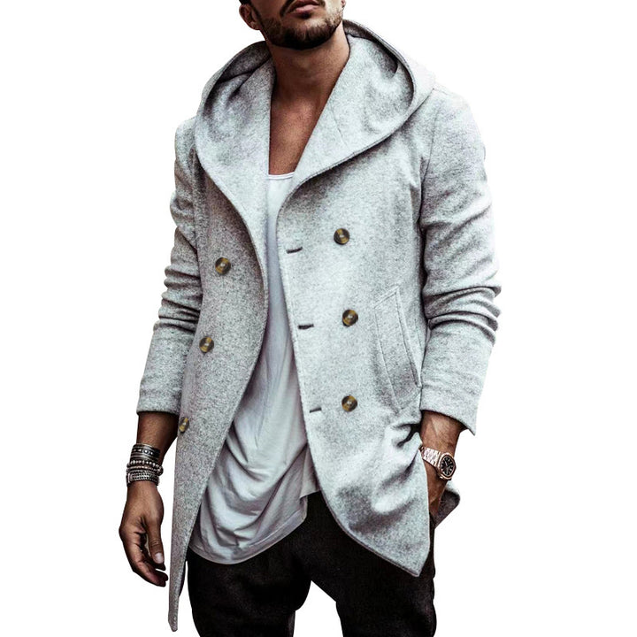 Fashionable men's hooded coat with double-breasted buttons and high-quality details Lune London