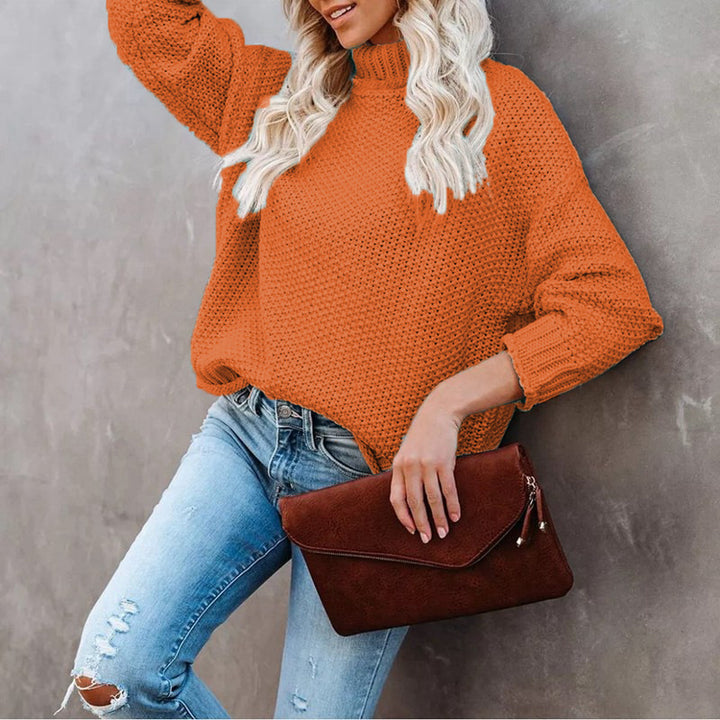 Pull en tricot épais pour femme avec col roulé et coupe décontractée Chic & Stil