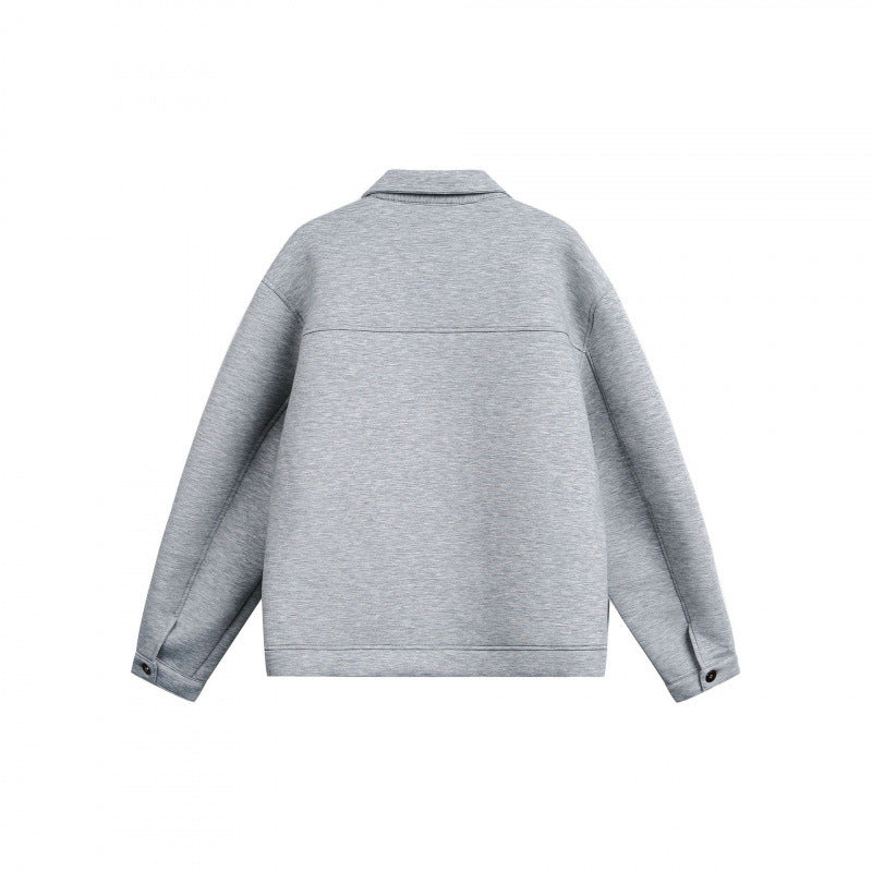 Unisex Boxy-Zip-Sweat jacket with shirt collar, concealed seams, and slit pockets Amarae