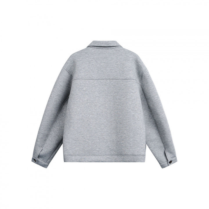 Unisex Boxy-Zip-Sweat jacket with shirt collar, concealed seams, and slit pockets Amarae