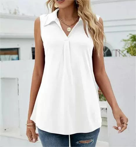 Women sleeveless blouse with structured buttons Lune London