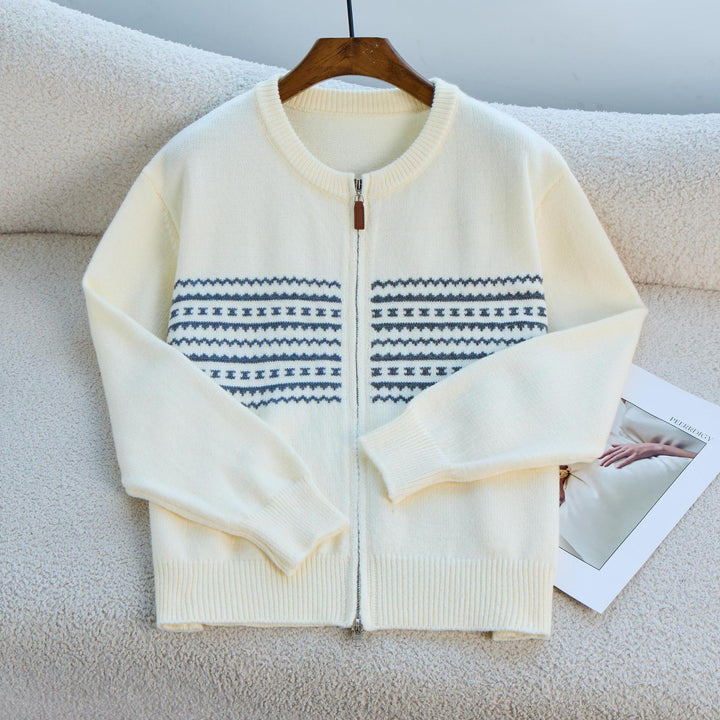 Cardigan zippé pour femme avec fermeture éclair et motif nordique Chic & Stil