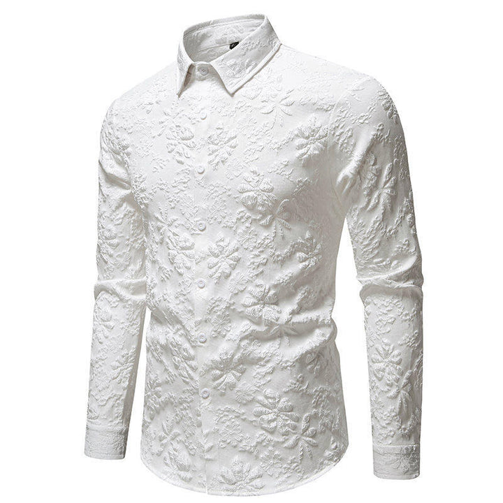 Men's long sleeve shirt with rich detailed floral embroidery Lune London