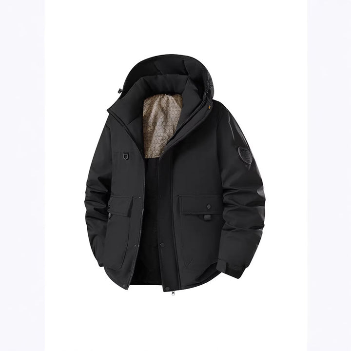 Men's Insulated Urban Parka with Stand-up Collar and Concealed Hood Amarae