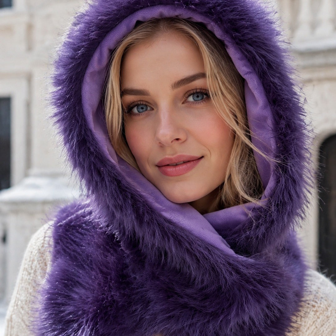 Women's hooded scarf with bear ears and integrated loop scarf Amarae