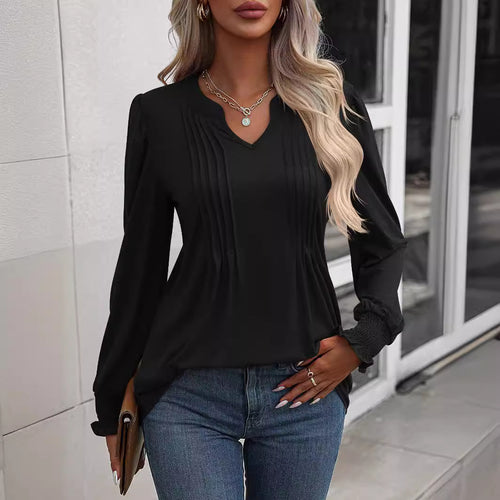 Long sleeve women's t-shirt with an elegant frill Amarae