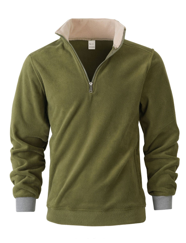 Men's fleece pullover with high collar and zipper Lune London