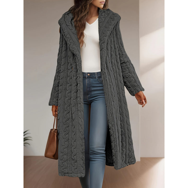Knit coat for women with oversized collar and original cable pattern Lune London