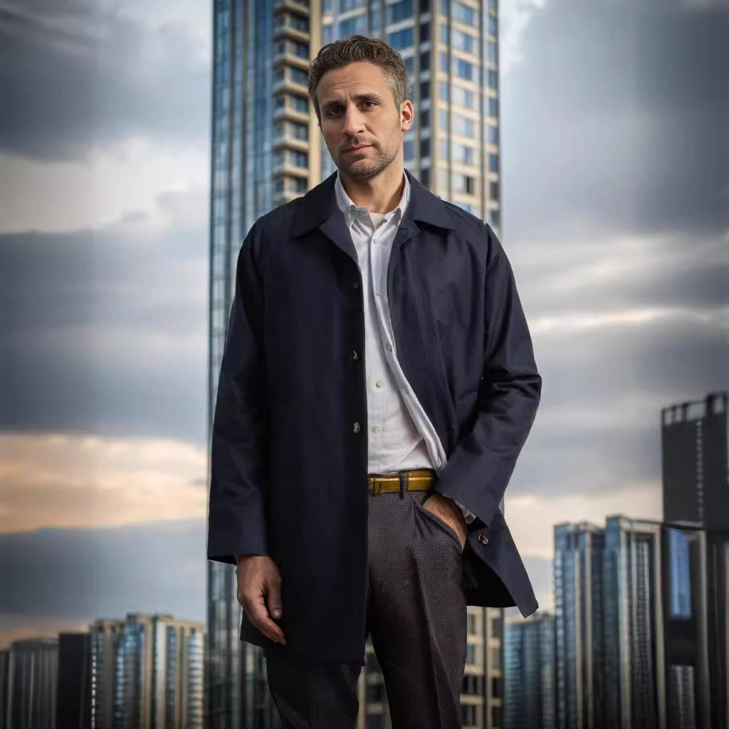 Casual raincoat for men with practical snap buttons and modern fit Amarae