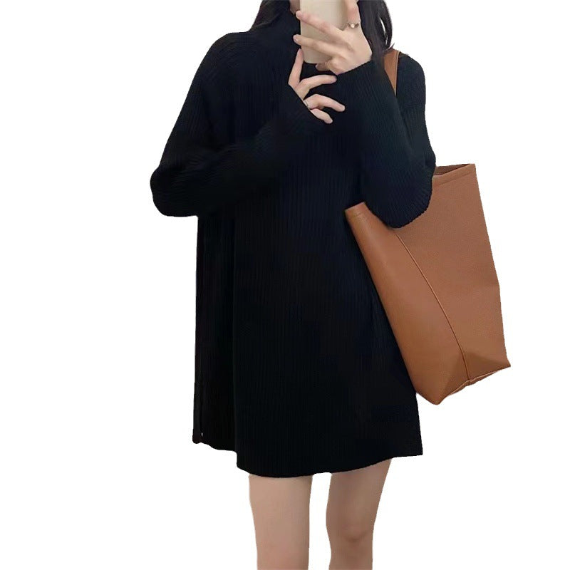 Sweater en maille épaisse pour femme avec col haut et design de côtes texturées Chic & Stil