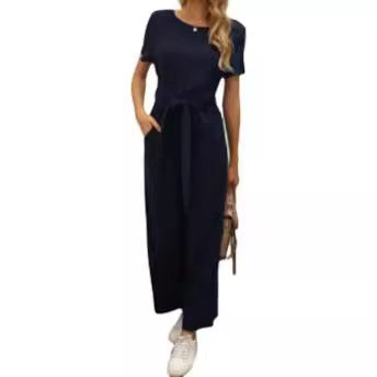 Women's jumpsuit with tie belt and wide legs Lune London