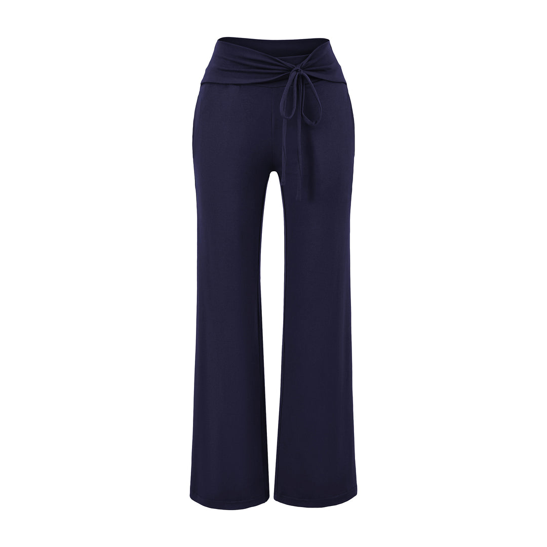 Women's Wide Jersey Lounge Pants with Folded Waistband and Drawstring Amarae