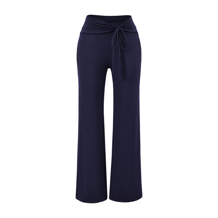 Women's Wide Jersey Lounge Pants with Folded Waistband and Drawstring Amarae