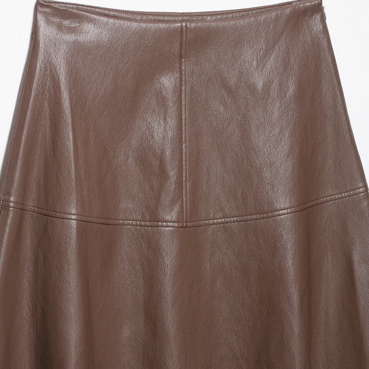 Women's High Waist A-Line Skirt made of Faux Leather with Flared Silhouette Amarae