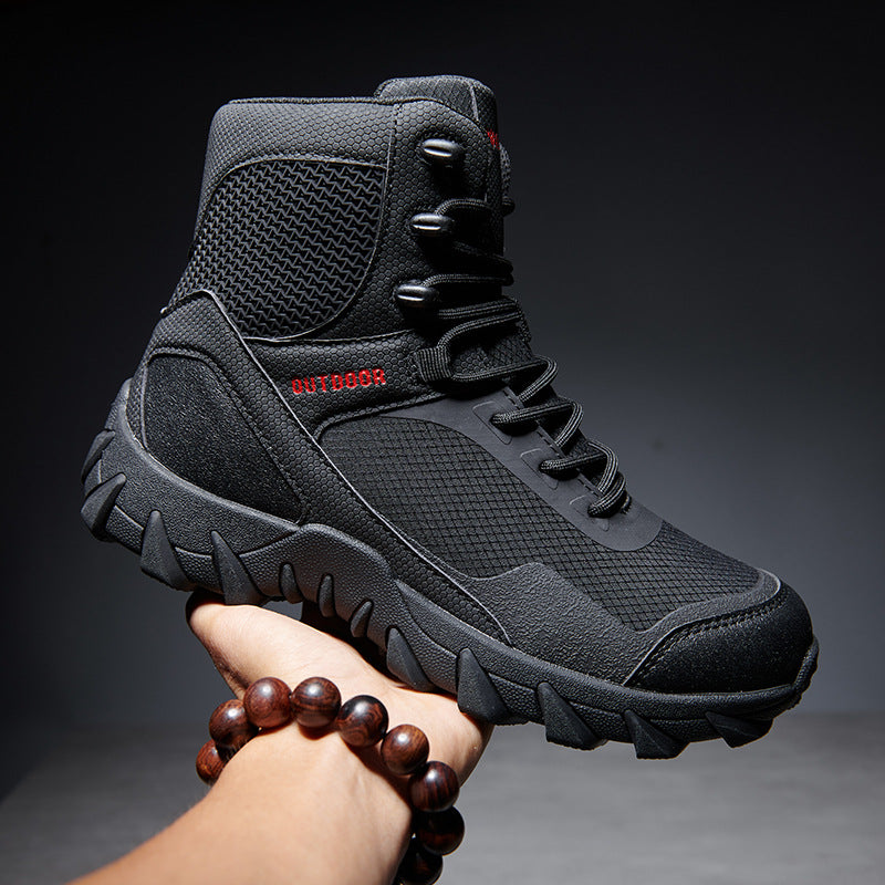 Men's High-Cut Tactical Trekking Boots with Profiled Outdoor Sole Construction Amarae