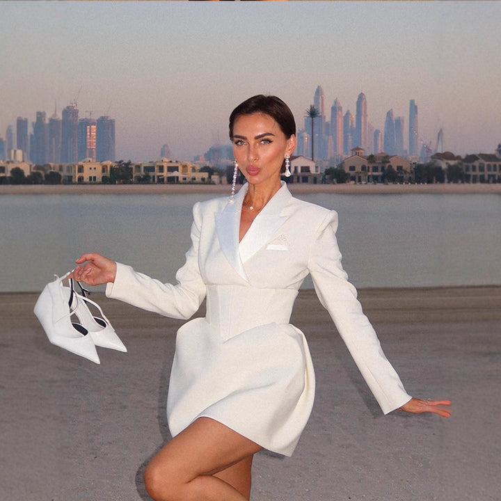 Women's Sculpted Corset Blazer Dress with Fitted Corset Waist Amarae
