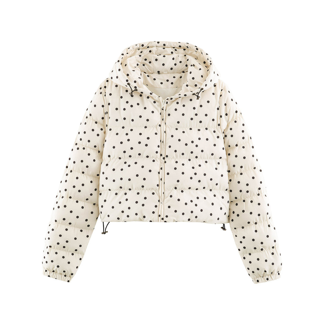 Women's Padded Cropped Hooded Jacket with Polka Dot Pattern Amarae