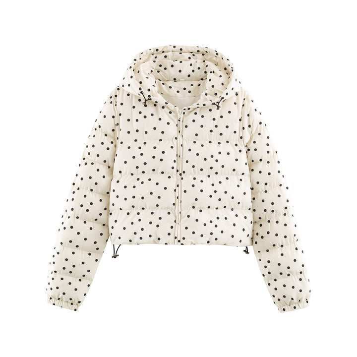 Women's Padded Cropped Hooded Jacket with Polka Dot Pattern Amarae