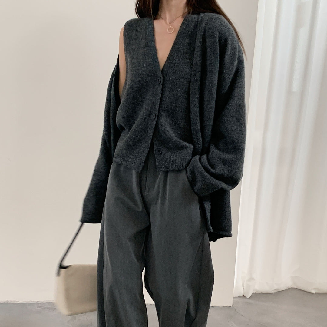 Gilet en tricot décontracté pour femmes avec fermeture à boutons et manches volumineuses Chic & Stil