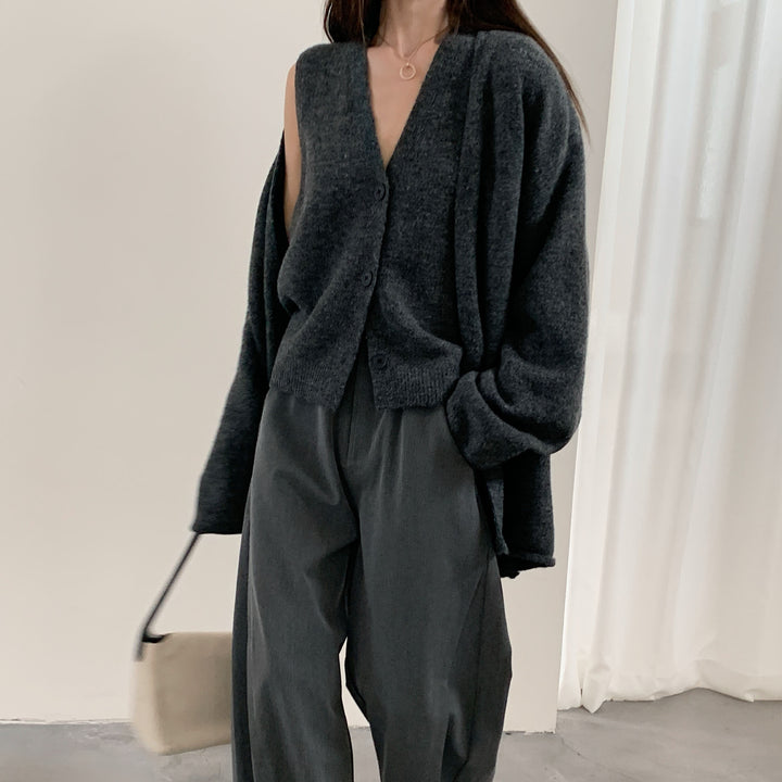 Gilet en tricot décontracté pour femmes avec fermeture à boutons et manches volumineuses Chic & Stil