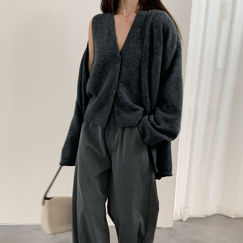 Gilet en tricot décontracté pour femmes avec fermeture à boutons et manches volumineuses Chic & Stil