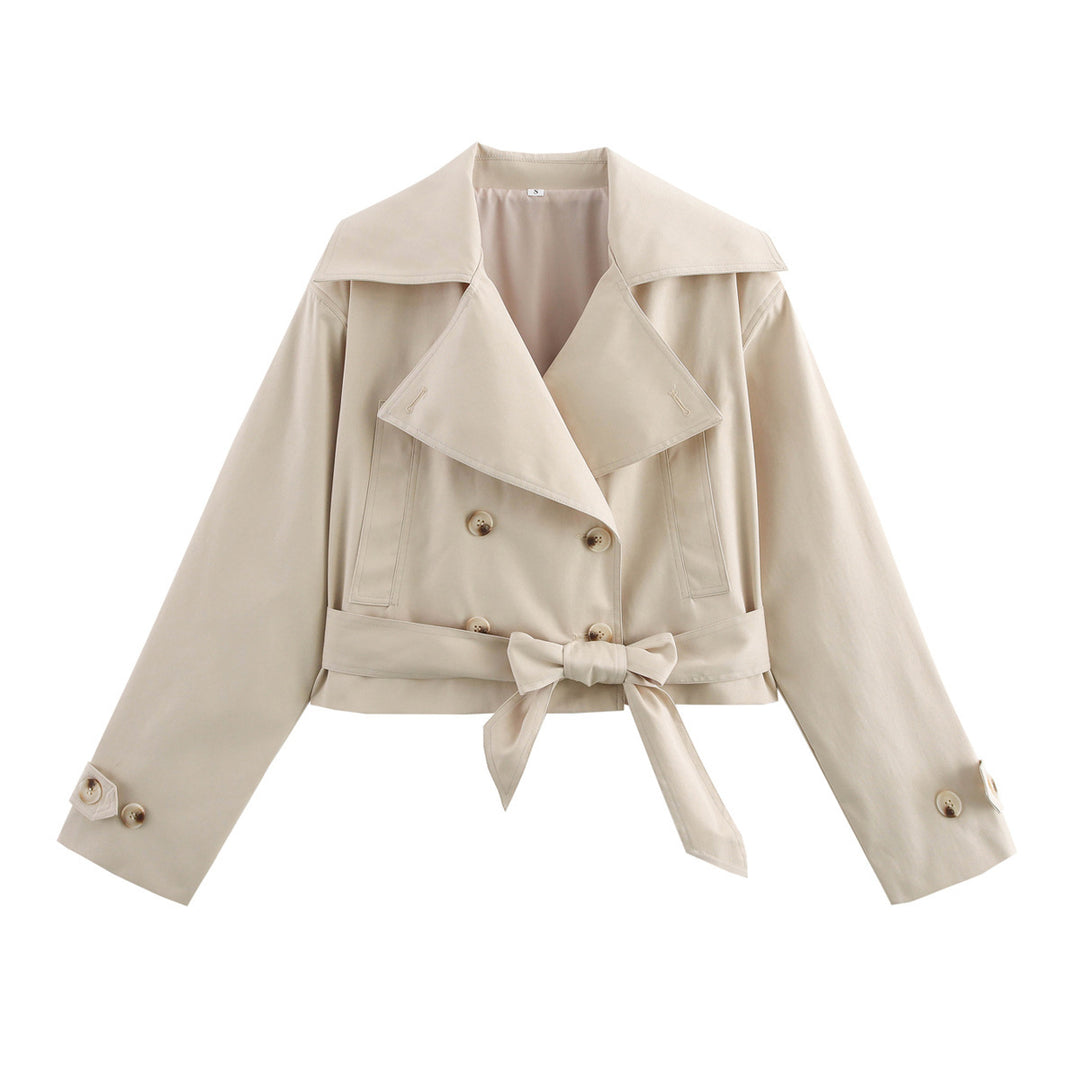 Veste courte élégante pour femme avec large col et ceinture à nouer Chic & Stil