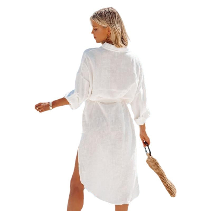 Lune London women's midi button shirt dress