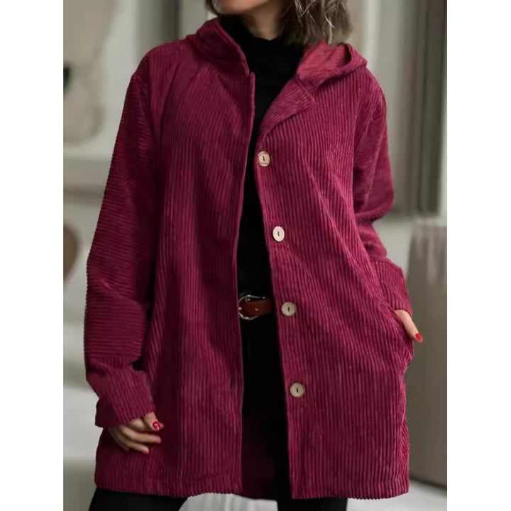 Ladies cozy hooded jacket in fine ribbed fabric Lune London