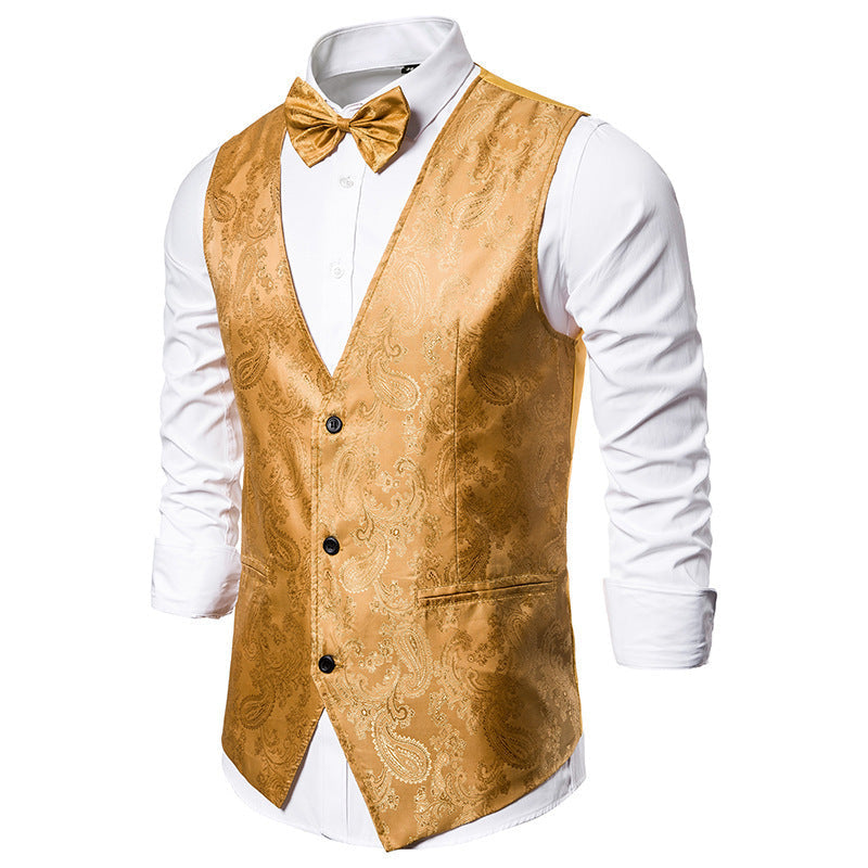 Men's Elegant Suit Vest with Fine Paisley Pattern Amarae