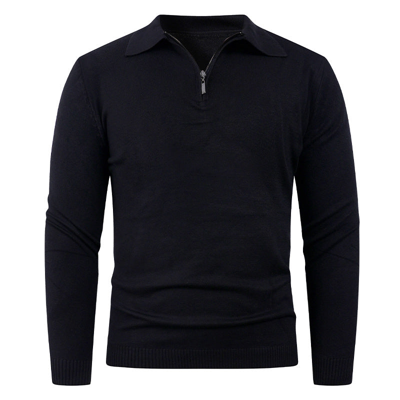 Knit sweater for men with semi-open collar and fine ribbed texture Lune London