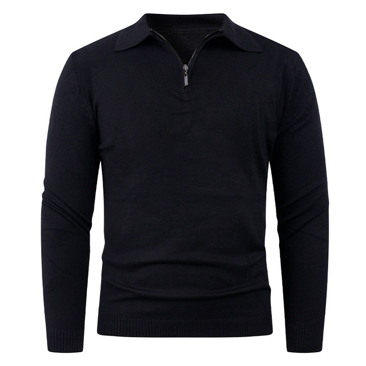 Knit sweater for men with semi-open collar and fine ribbed texture Lune London