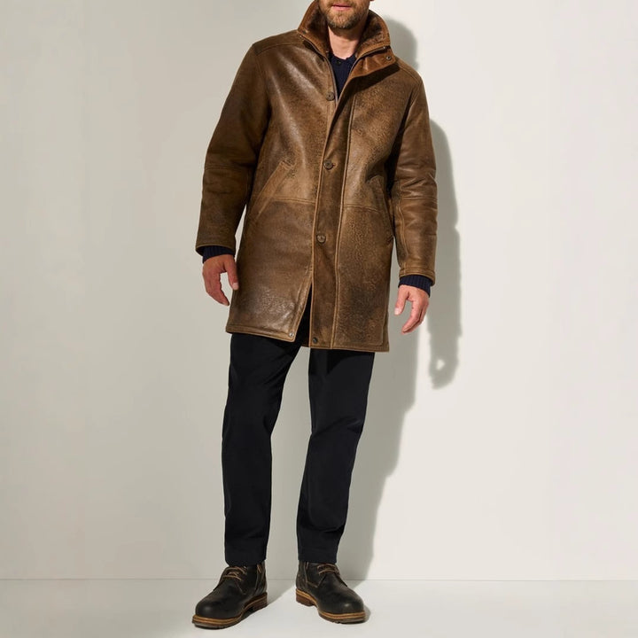 Long premium sheepskin coat for men Lune London
