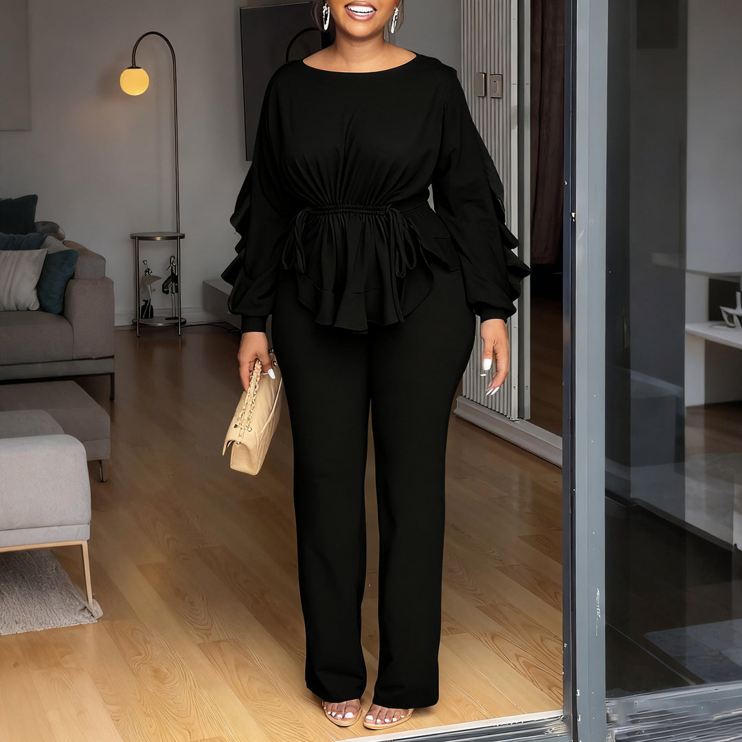 Ladies elegant jumpsuit with ruffle details and a fitted cut Lune London