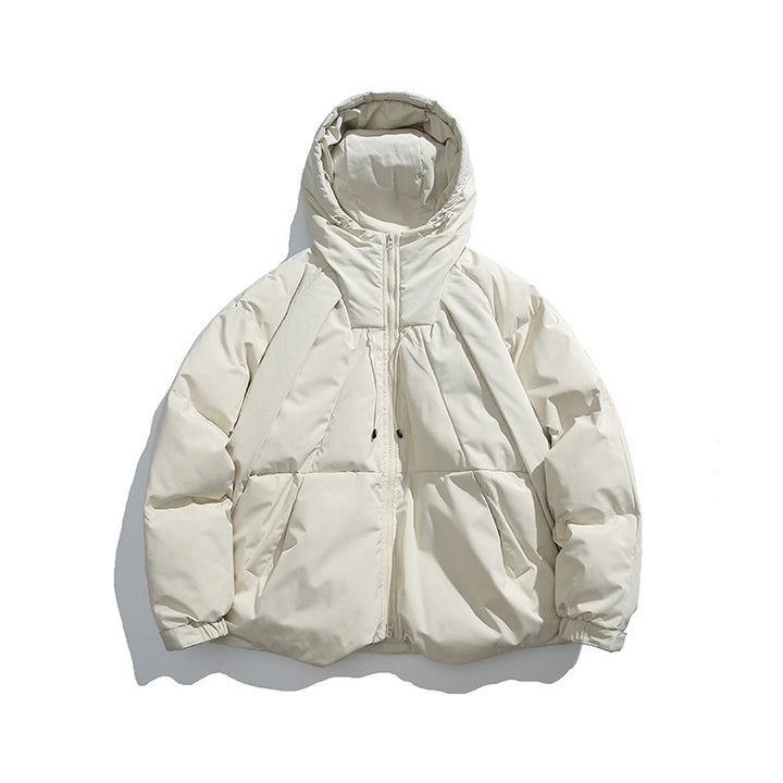 Unisex Boxy-padded hoodie with high stand-up collar and drawstring hem Amarae
