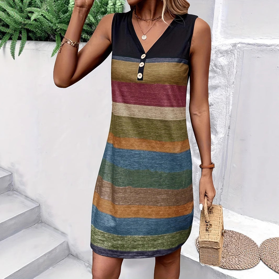 Lune London Striped Sleeveless Shift Dress for Women