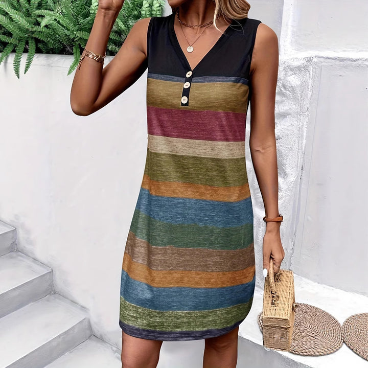 Lune London Striped Sleeveless Shift Dress for Women