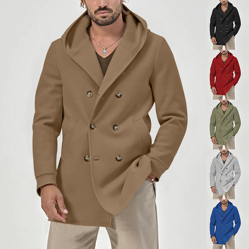 Men's double talent hooded coat with stylish button placket Amarae