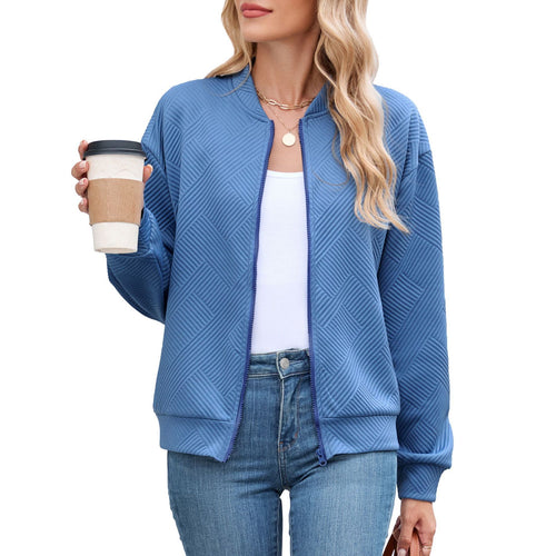 Ladies casual knit jacket with textured pattern and practical pockets Amarae