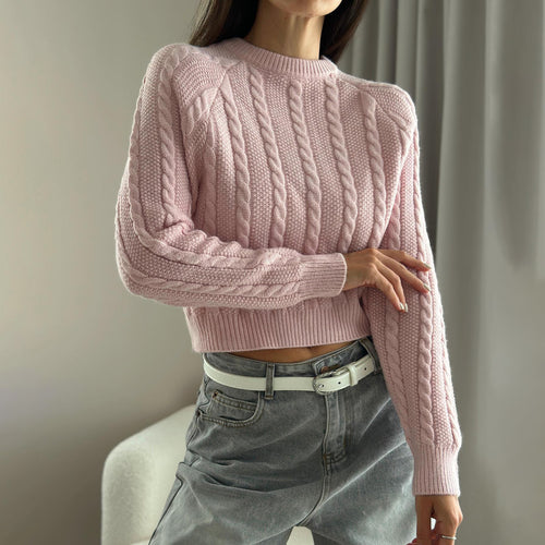Knitted women’s sweater with twisted pattern and loose fit Amarae