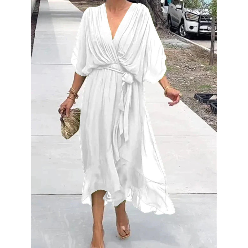 Lune London | Lacing Batwing Sleeve Asymmetrical Dress