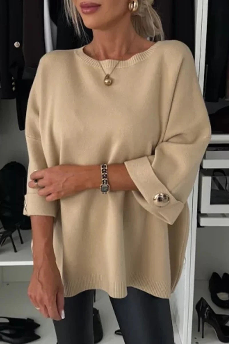 Women Oversized Sweater with decorative button details Lune London