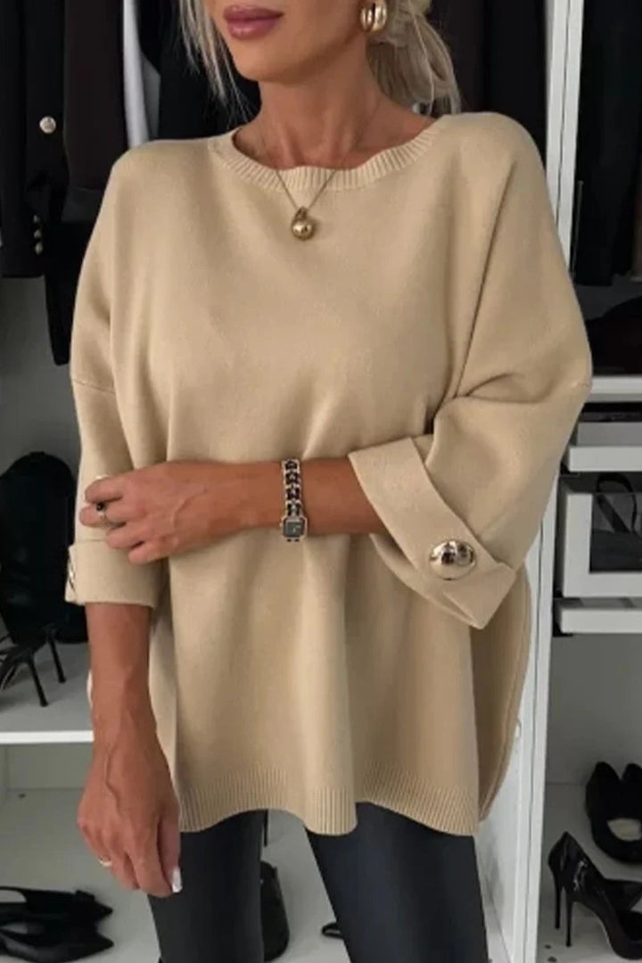 Women Oversized Sweater with decorative button details Lune London