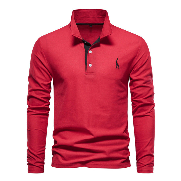 Men's Long Sleeve Polo Shirt with Modern Collar and Breathable Cotton Quality Lune London