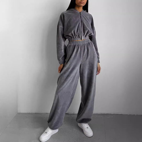 Fleece jumpsuit for women with zipper and elastic waist Amarae