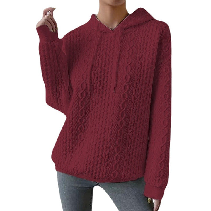 Casual knitted sweater for women with hood and textured design Amarae