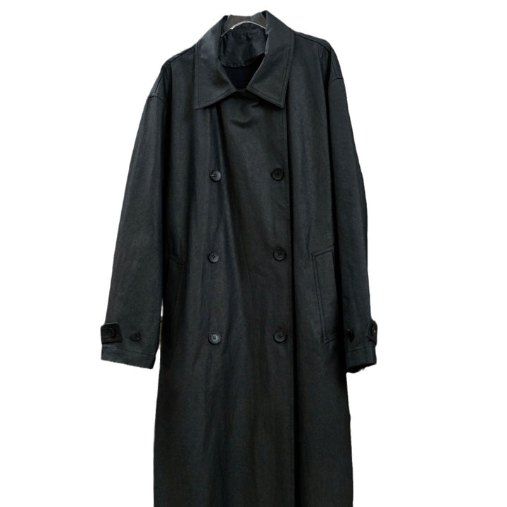 Women’s Long Oversize Trench Coat made of Cotton Blend with Lapel Collar and Waist Belt Amarae