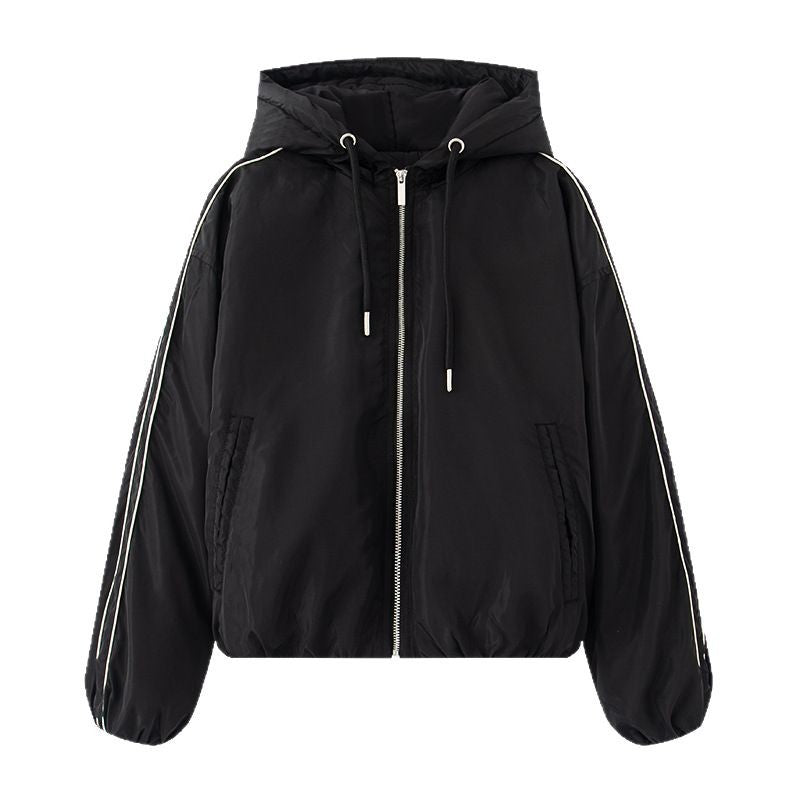 Sporty transition jacket for women with hood and side zips Lune London