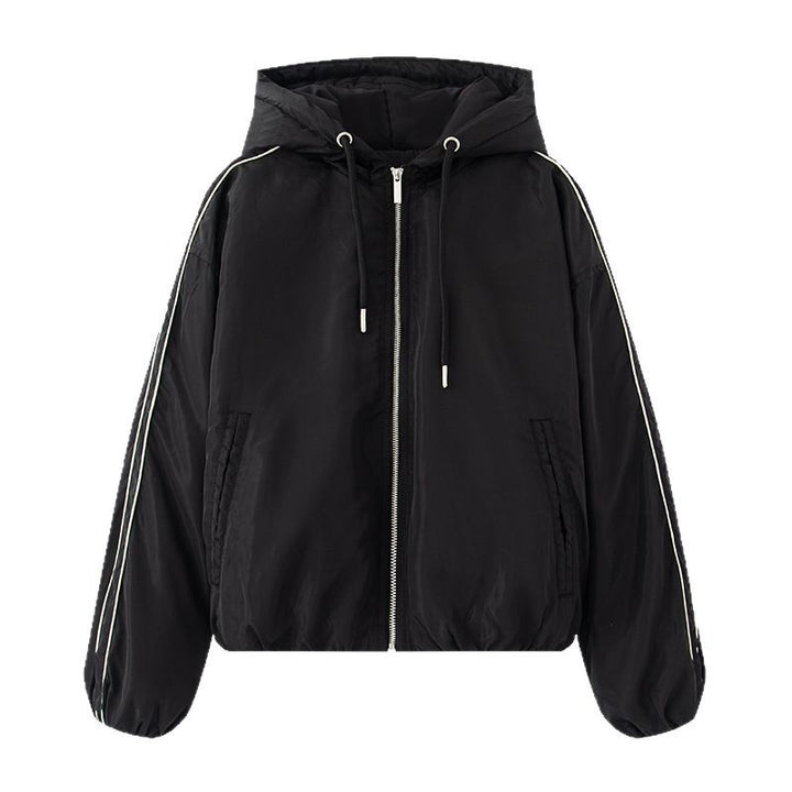 Sporty transition jacket for women with hood and side zips Lune London